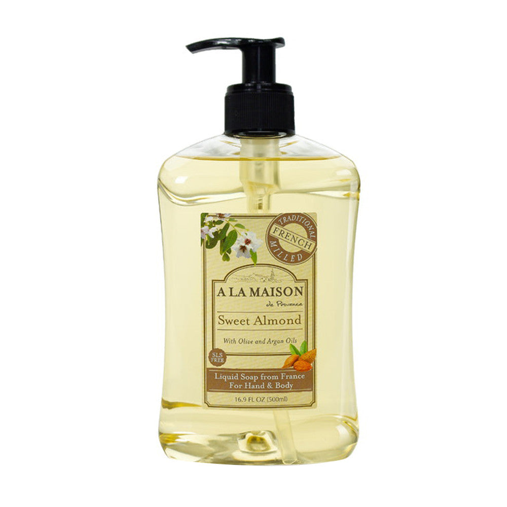 A La Maison Liquid Soap For Hand and Body, Sweet Almond, 16.89 Oz